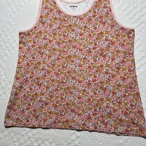 Lands' End Pink Floral Tank Top- size XL- perfect for that summer cabin feel